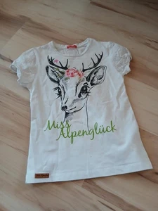 1 T Shirt, Gr. 110, Miss Alpenglück, BONDI, Trachtenshirt mit Rehkopf, weiß - Bild 1 von 2