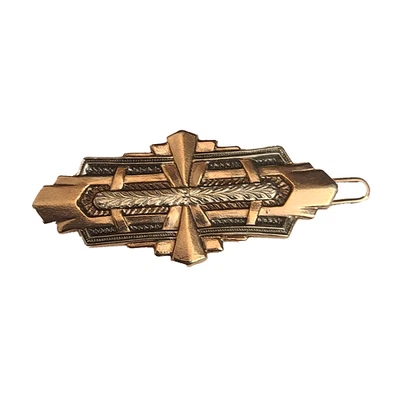 Vintage Art Deco Style Hair Metal Barrette Hair Clip Bronze Tone - Image 1 of 4