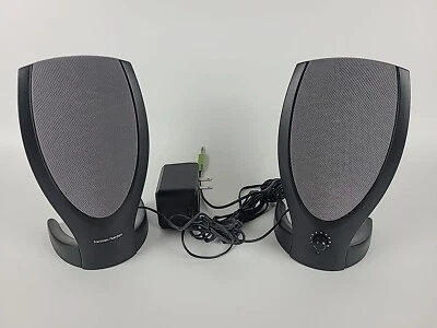 Harman Kardon HK206 Computer Speakers w/ 12V AC Adapter Black, Tested  - Image 1 of 4