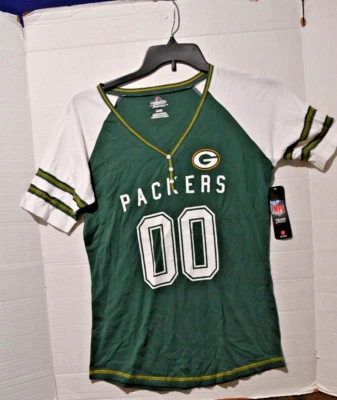 Nueva camiseta para mujer Green Bay Packers cuello en V de Majestic talla mediana nueva con etiquetas Foto 1 de 4