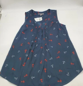 A Pea in the Pod Maternity XS Navy Blue Anchor Nautical Sheer Tank Top Patriotic - Picture 1 of 8