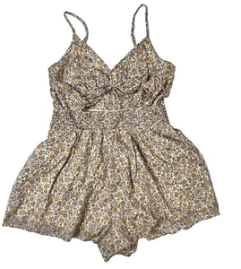 Neu mit Etikett! American Eagle Outfitters Damen Blumenmuster Strampler vorne Ausschnitt gesmockt Größe M - Bild 1 von 14