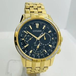 Citizen Calendrier Men's Eco-Drive Gold Day/Date 44mm Steel Watch BU2082-56E - Picture 1 of 8