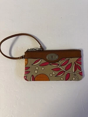 Fossil Wallet Vintage Key Per Wristlet Floral Print Coated Canvas & Leather Lock - Image 1 of 4