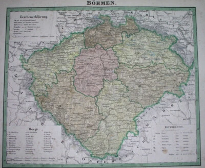 1853 RARE ORIGINAL MAP BOHEMIA CZECH PRAGUE PRAHA LIBEREC USTI PLZEN HRADEC - Image 1 of 4