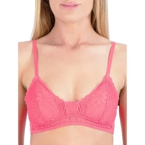 No Boundaries Juniors Triangle Floral Lace Bralette Coral Punch Size M - Picture 1 of 13