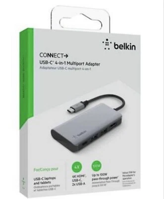Belkin Connect USB-C 4-in-1 Multiport Adapter (Gray) Brand New In Box - Image 1 of 2