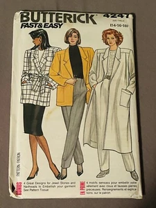 Vintage Butterick 80's Rocker Trench Coat or Jacket Pattern #4247 UNCUT Sz 14-18 - Picture 1 of 2