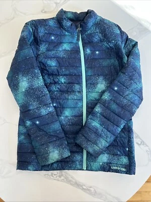 LANDS END Kids DownAlternative ThermoPlume DarkPeacockGalaxy Jacket-GirlsXL14-16 - Image 1 of 4