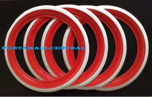 Vintage custom style tyre R12'' Red-white sidewall port a walls Set of 4. #07 - Picture 1 of 1