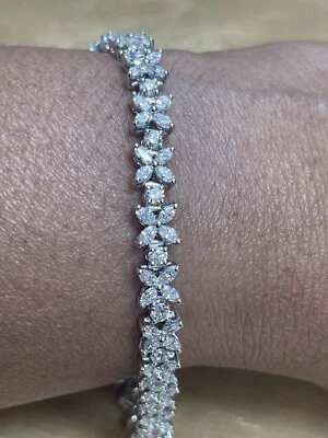 Tiffany & Co. Victoria cluster platinum diamond bracelet 7” - Image 1 of 4