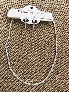 Neoglory Jewelry Rhinestone Necklace And Earrings Silver New Dangle Bling Charm - Picture 1 of 6