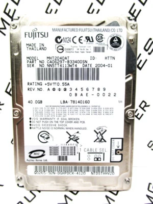 Fujitsu 40GB MHT2040AT CA06297-B33400SN IDE Laptop Hard Drive - WIPED & TESTED - Image 1 of 2