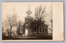 Benton Wisconsin Wi Pm Igreja & Cemitério Foto Real Cartão Postal Cartão Postal Fotográfico c1910