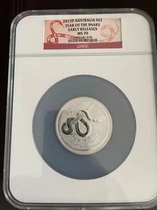  2013 2oz Silver Year of the Snake series II MS 70 Early Releases  - Picture 1 of 2