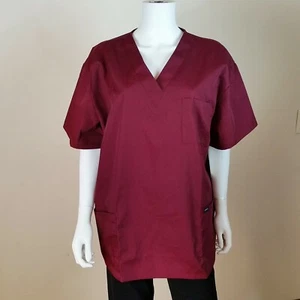 Top de mujer Dagacci talla XL borgoña marrón manga corta cuello en V 3 bolsillos nuevo con etiquetas - Imagen 1 de 5