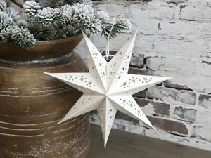 Vintage Papierstern Weihnachten D22cm Antique weiß Hängender Stern 51881-19 - Bild 1 von 3