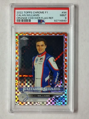 CALAN WILLIAMS 2022 TOPPS CHROME F1 F2 ORANGE CHECKER FLAG /25 PSA 9 Q2288 - Image 1 of 2