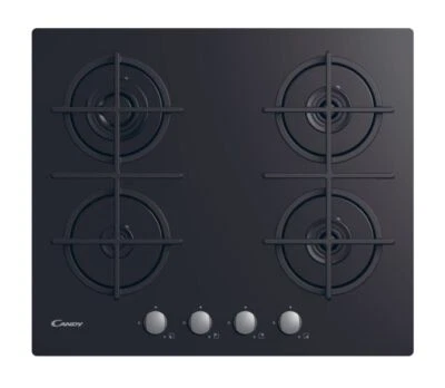 CANDY CVG6B PIANO COTTURA IN VETRO NERO TEMPERATO 4 BRUCIATORI 60 CM - Immagine 1 di 3