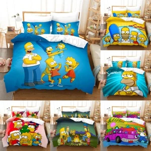 Simpson Print Soft Quilt Duvet Cover Pillowcase Bedding Set Single Double Gift - Picture 1 of 12