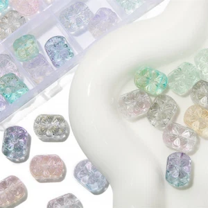 10 Stck. 18x13 mm Prägung Blume Handarbeit Lampwork Glasperlen für Schmuckherstellung - Bild 1 von 17