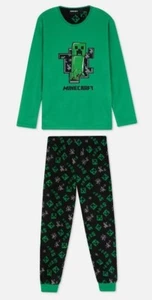 Pijama Minecraft Pijamas Vellón Verde Negro Niños Reino Unido Edad 8-15 Años - Imagen 1 de 5