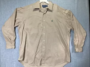Ralph Lauren Blake Mens Size XL Button Up Shirt Beige Long Sleeve Cotton Regular - Picture 1 of 9