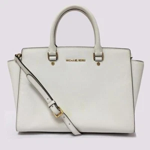 Michael by Michael Kors Selma Optic White Leather Satchel - Picture 1 of 12