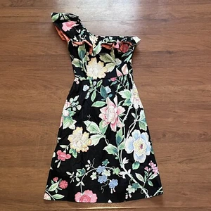 Vintage Blair Woolverton Womens Dress Cocktail Floral One Shoulder Size 6 XXS - Picture 1 of 7