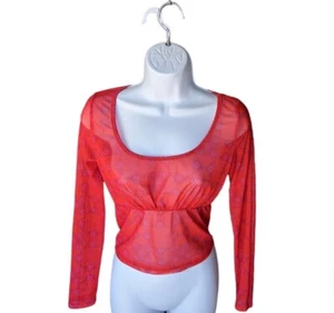 Blusa Camisa Lisa Says Gah Malla Ver a Través Roja Talla S Pequeña - Imagen 1 de 10