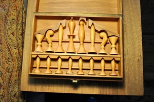 ANRI Space Age Chess Set w/ Wood Storage Box : Set #2 - Picture 1 of 10