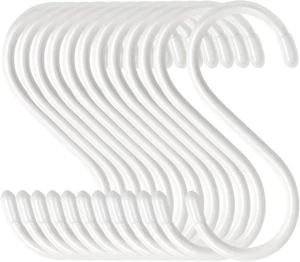 Higift 12 Pack 5 Inch White S Hooks: Heavy Duty Steel, Rubber Coated, Non Slip, - Picture 1 of 12