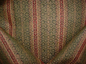 19-5/8Y Lee Jofa 2004057 Colebrooke Loden Gold Stripe Brocade Upholstery Fabric - Picture 1 of 4