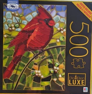 Cardinal Bird Glass Mosaic Style 500 Pc Jigsaw Puzzle BigBen Luxe Cynthie Fisher - Picture 1 of 1