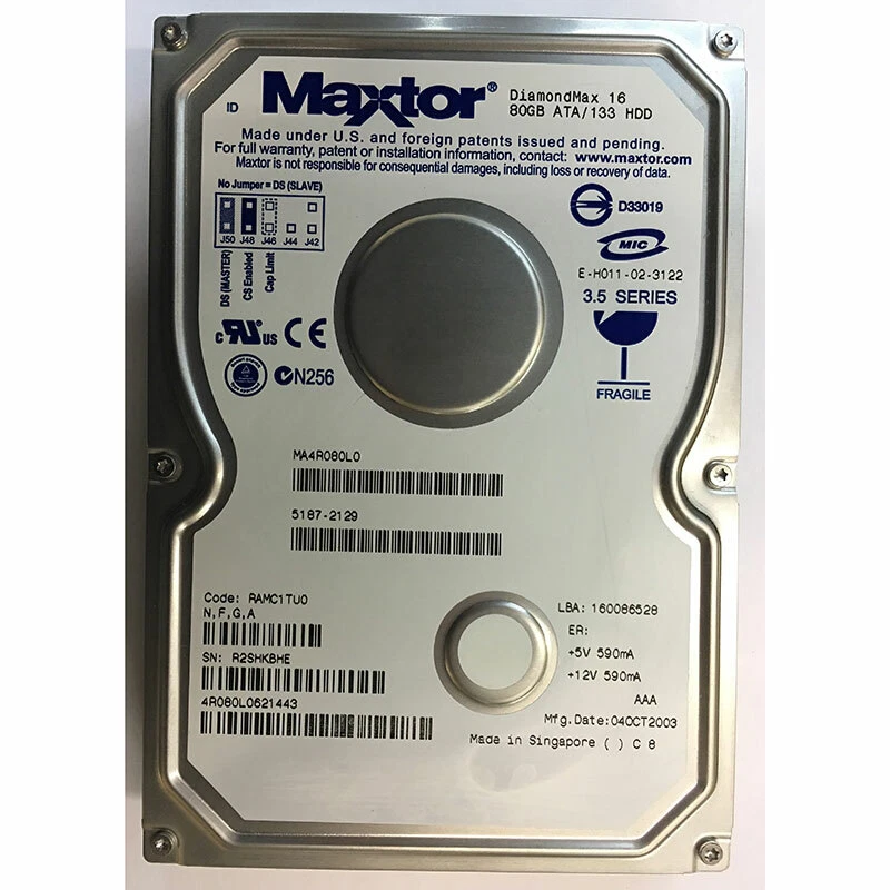4R080L0 - Maxtor 80GB 5400 RPM IDE 3.5" HDD - Image 1 of 1