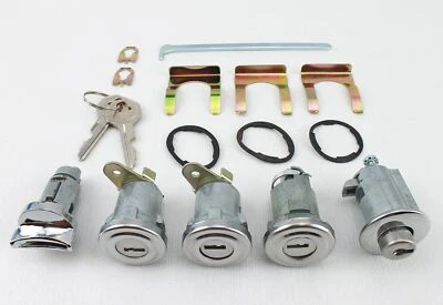 58 1958 Chevy Impala Ignition Door Glove Trunk Ribbed Face FLAT Pawl Lock Set - Image 1 of 3