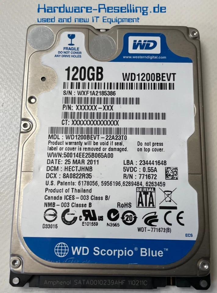 WD Scorpio Blue 120GB 2,5 " HDD 5.4K 8MB SATA II 3G WD1200BEVT-22A23T0 - Immagine 1 di 1