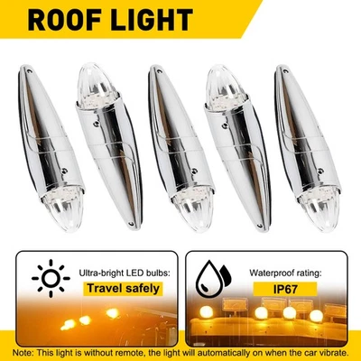 Lente torpedo transparente 17LED marcador luz cabina techo ámbar para Peterbilt Kenworth Mack Foto 1 de 4