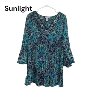 CATHERINES Mujer Talla 0X (14/16W) Acordeón Plisado Túnica Top Manga Campana Adornado - Imagen 1 de 12