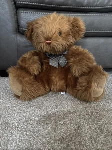 Harrods Knightsbridge Plush Teddy Bear Brown Fluffy With Ribbon Great Condition - Picture 1 of 24