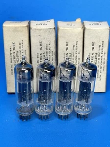 1959 QUAD SYLVANIA GOLD JHS 6X4WA 6X4 WA BLACK PLATE MILITARY TUBES NOS - Bild 1 von 9