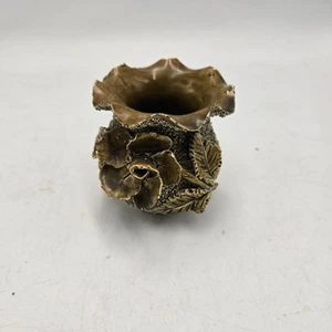 Sand Pottery Vase Floral Antique Majolica Vintage Beautiful 3 Inch - Picture 1 of 6