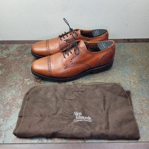 Scarpe Allen Edmonds Benton 3448 uomo 8,5 D pelle marrone punta a cappuccio Oxford - Foto 1 di 17