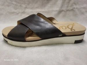 Sam Edelman Womens Black Leather Open Toe Slide Sandals 10 EUC - Picture 1 of 7