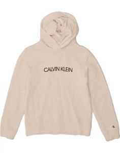 Felpa con cappuccio grafica CALVIN KLEIN JEANS bambina 9-10 anni cotone bianco AN07 - Foto 1 di 5