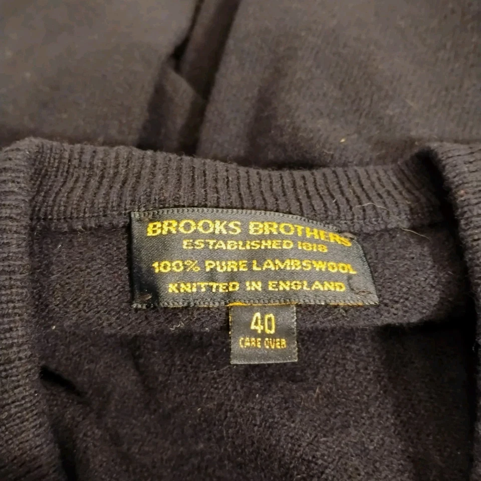 Suéter De Colección Azul Brooks Brothers Para Hombres 40 Cuello en V Lana de Cordero Hecho en Inglaterra Foto 1 de 4