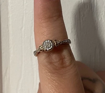 10K Gold Two 2 tone diamond engagement promise wedding ring hearts White Yellow - Изображение 1 из 4