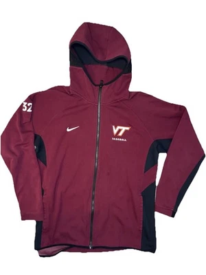 Chaqueta Virgina Tech Hokies Para Hombre Grande Cremallera Completa Con Capucha Jugador de Béisbol Emitida #32 Foto 1 de 4
