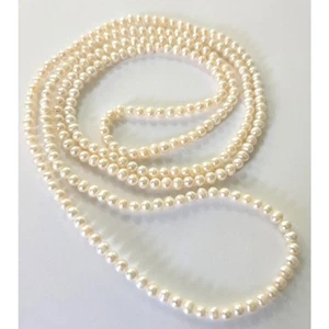 Collar de cadena continua de 50 pulgadas de perlas blancas de agua dulce de 5,5-6 mm - Imagen 1 de 5