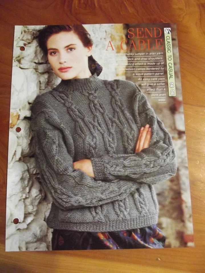 KNITTING PATTERN SEND A CABLE  CLASSIC TO CASUAL CREATIVE NEEDLES *GREAT* - Image 1 of 1